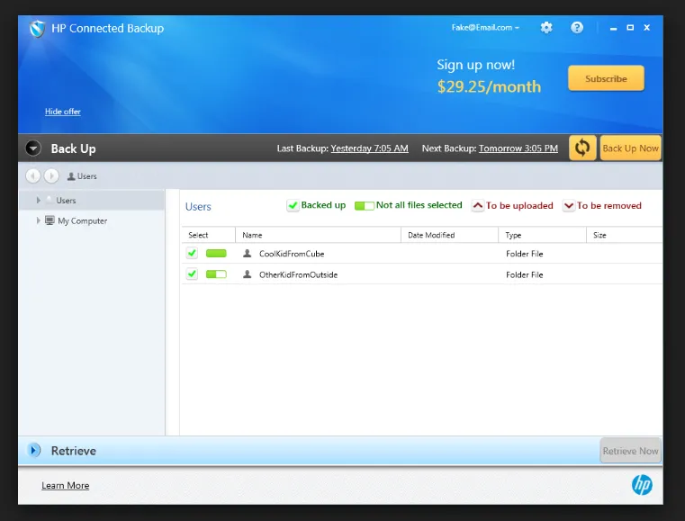 HP Connected Backup